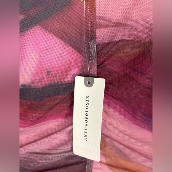 Anthropologie Long-Sleeve Printed Mesh Midi Dress Size Small - Picture 11 of 14